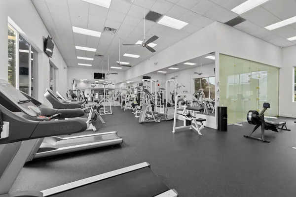a view of a room with gym equipment