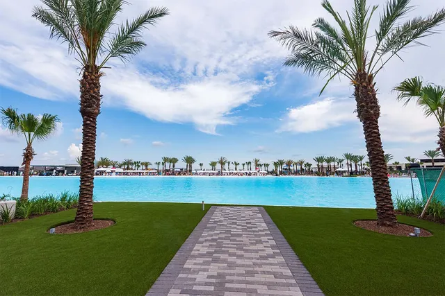 a view of a lake with a big yard