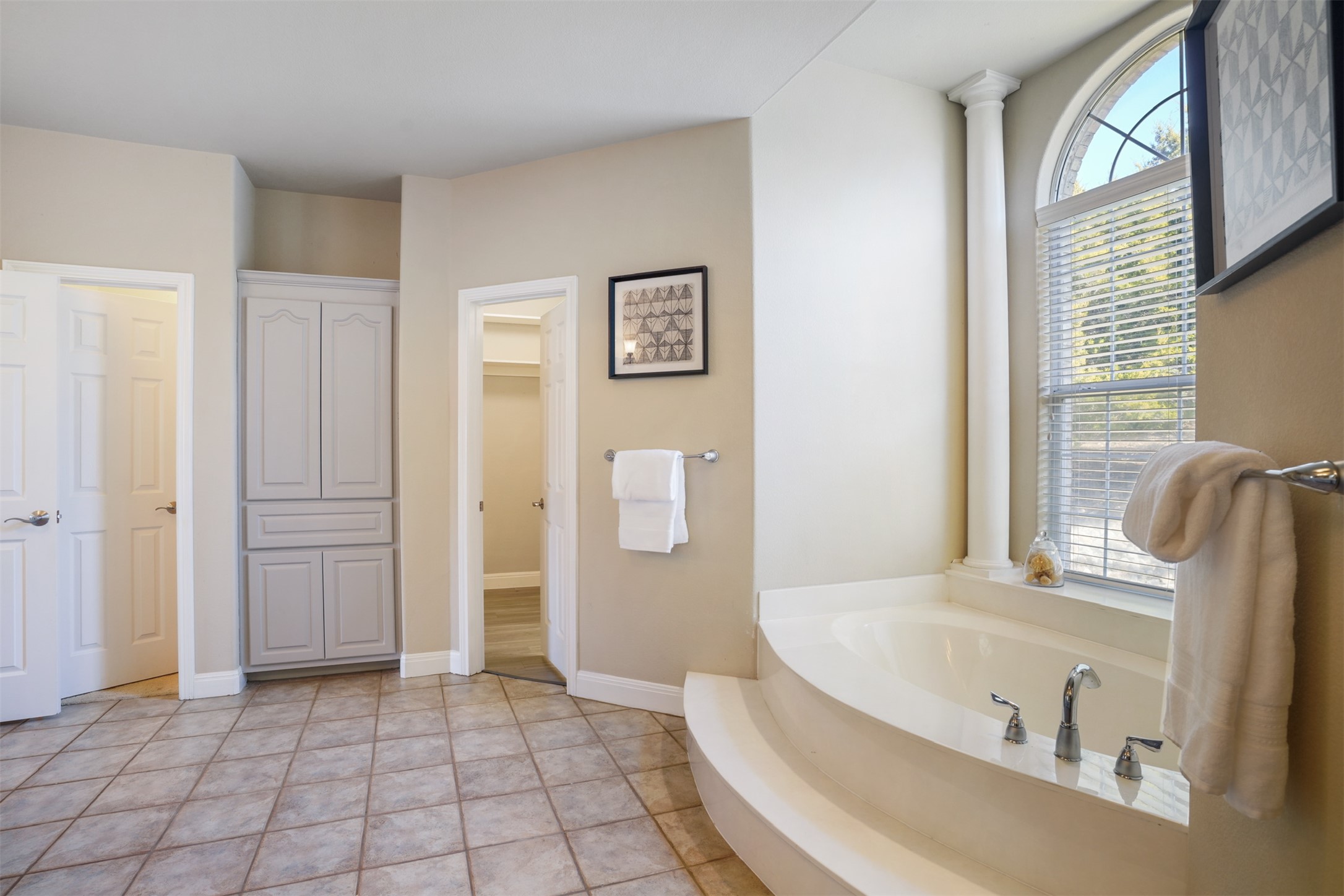 710 Timarron Leander, TX 78641 - Photo 17 of 22 Soaking tub, double vanity, walk-in shower, and two closets in this primary bath