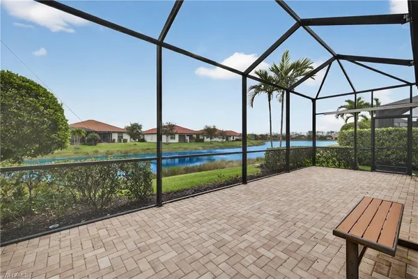 a view of a swimming pool with a garden