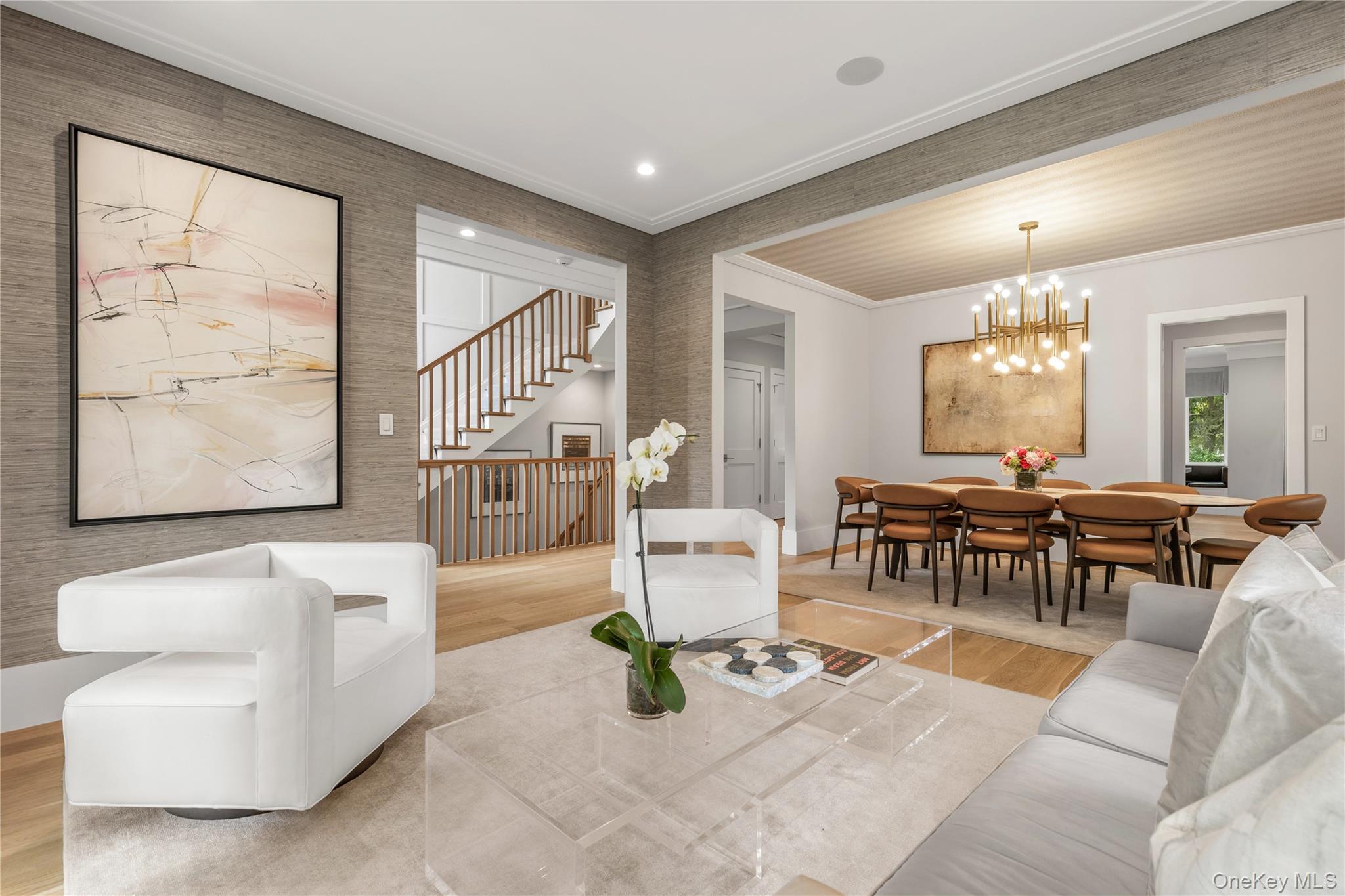 Open plan living Room with wide doorways