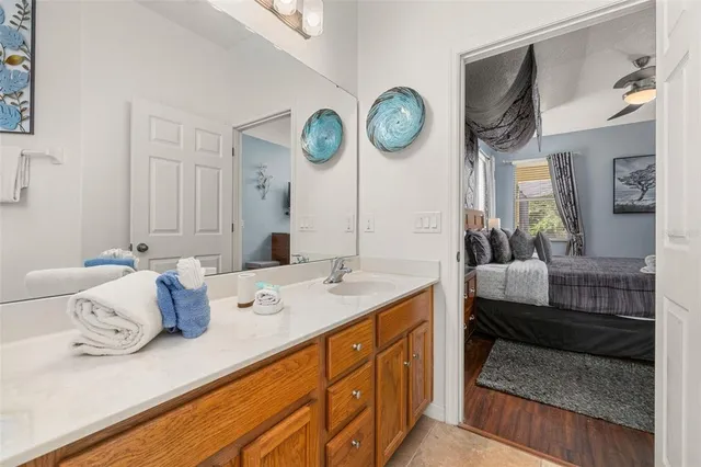 a view of a dining room with furniture and a table