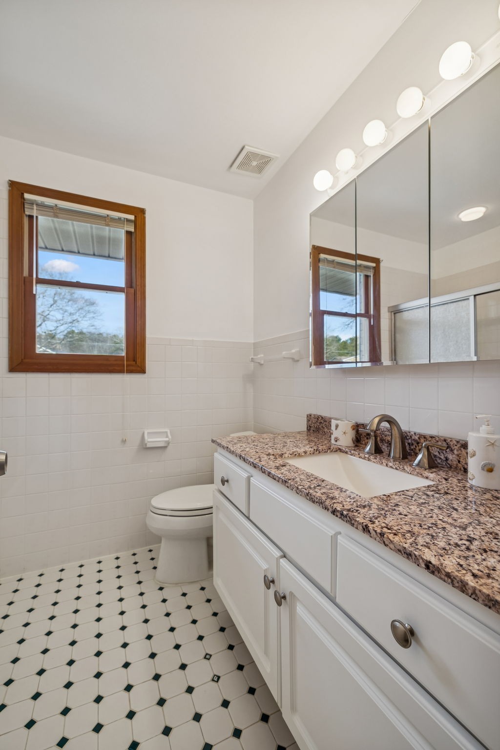 1795 Needmore Road Old Hickory, TN 37138 - Photo 29 of 56 a bathroom with a granite countertop sink toilet and mirror