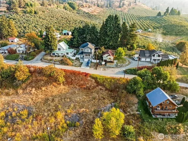 a view of a lake with a house