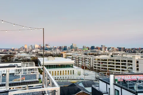 a view of a city with tall buildings