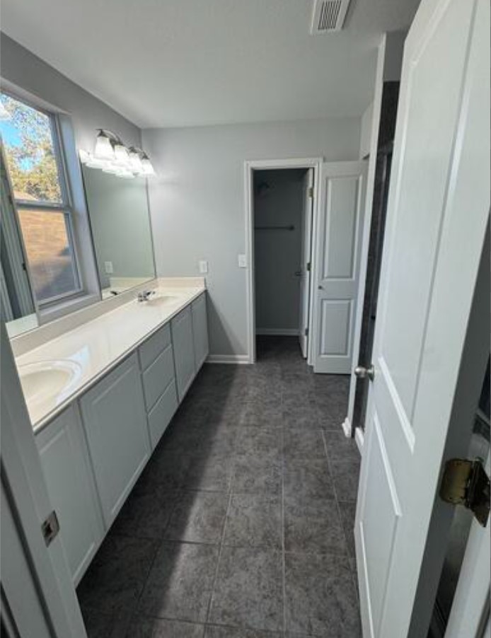 411 Wetzel Kyle, TX 78640 - Photo 20 of 28 a bathroom with a double vanity sink and mirror with bathtub