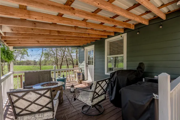 a building outdoor space with patio furniture