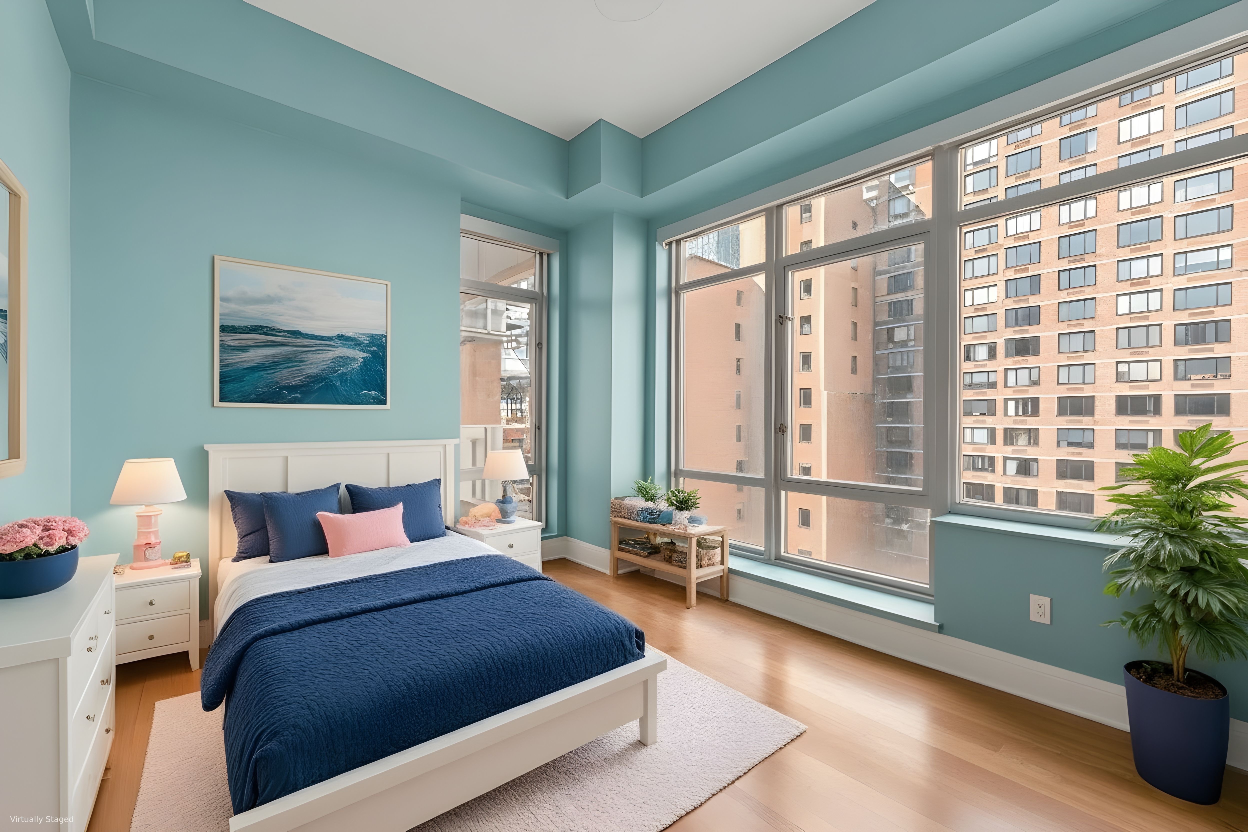 426 West 58th Street, Unit PH3 Manhattan, NY 10019 - Photo 18 of 22 a bedroom with furniture and windows