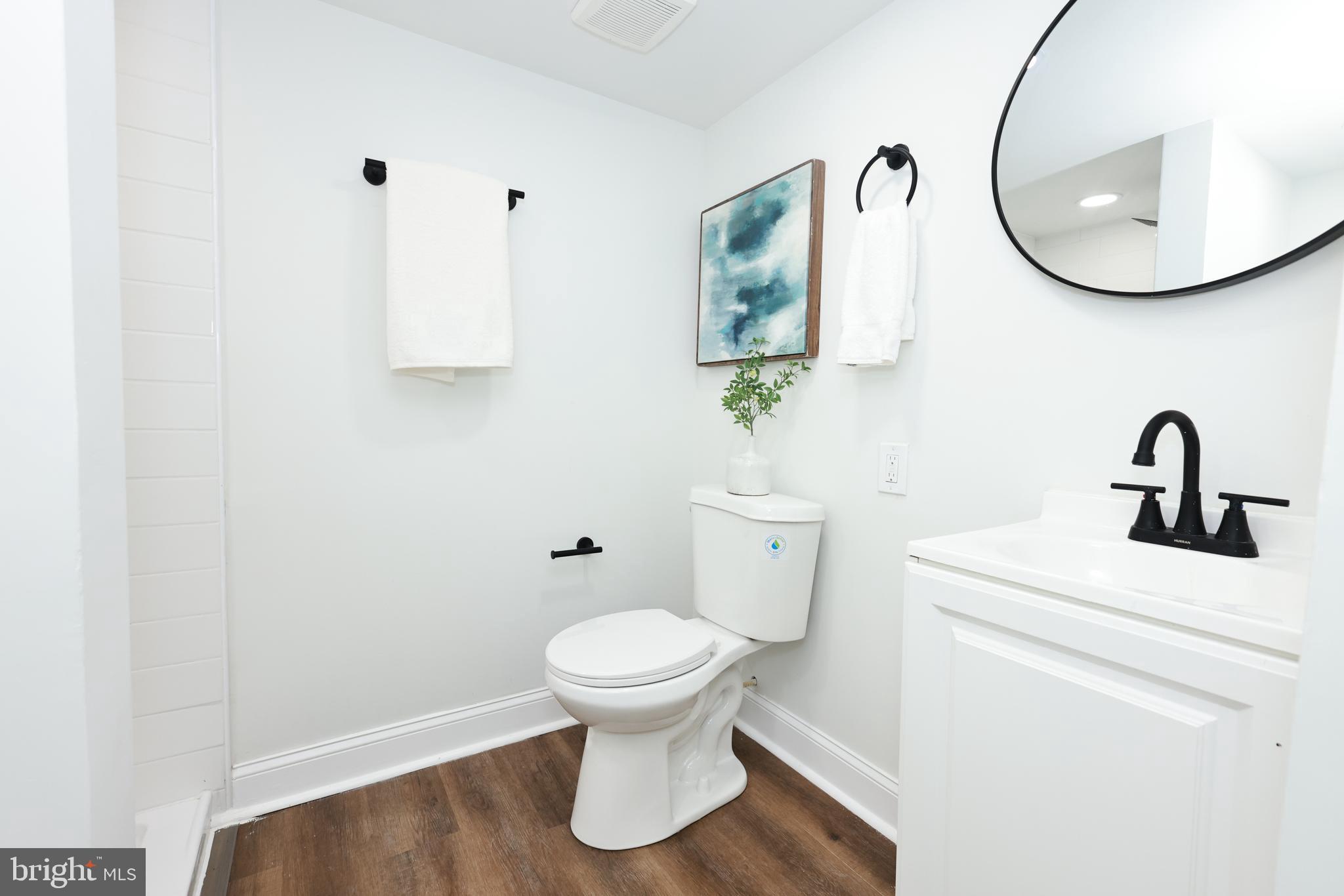 4220 Frederick Avenue Baltimore, MD 21229 - Photo 19 of 24 a bathroom with a toilet sink and mirror