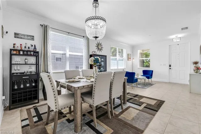 a view of a dining room with furniture window and racks