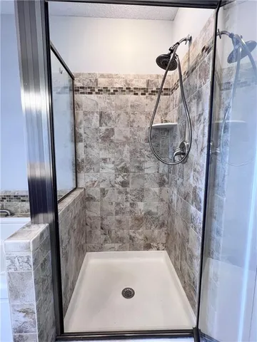 a bathroom with a bathtub