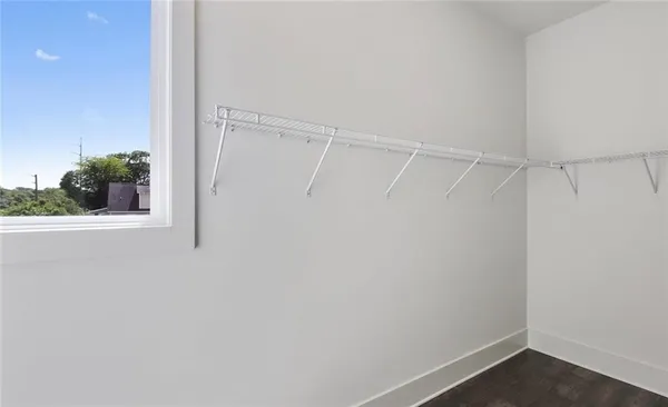 a view of small space with racks on the wall