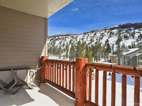 a view of a building from a balcony