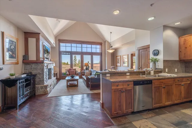a kitchen with lots of counter top space