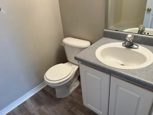 a white toilet sitting next to a bathroom sink