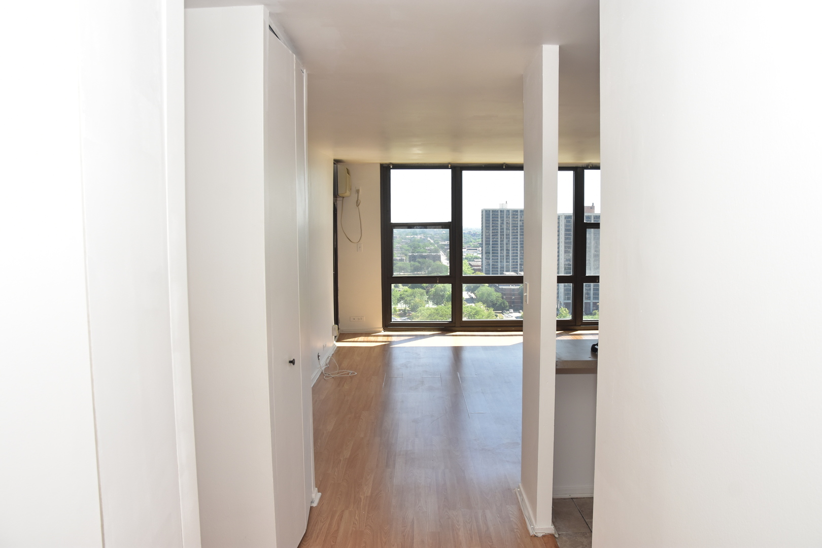 2605 South Indiana Avenue, Unit 2008 Chicago, IL 60616 - Photo 15 of 25 a view of an empty room with wooden floor and a window