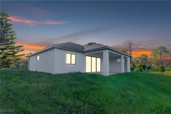 a house view with a garden space