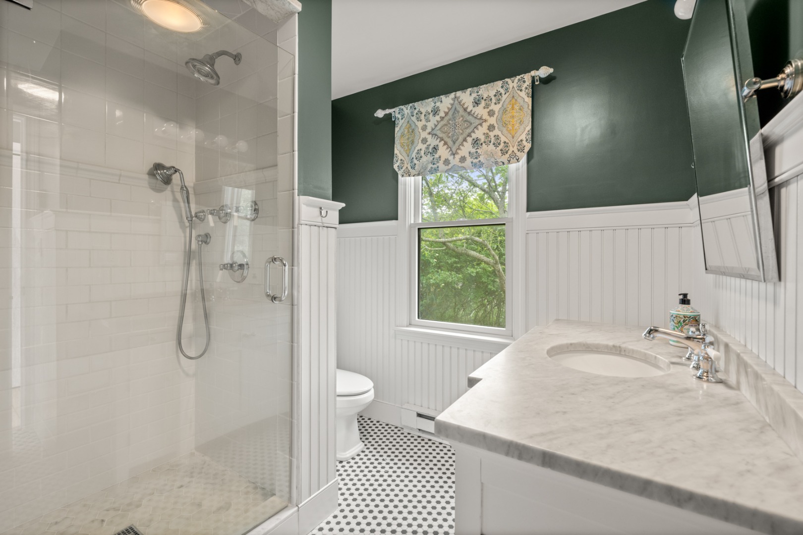 4 Berkley Street Nantucket, MA 02554 - Photo 30 of 47 a bathroom with a granite countertop sink a toilet and shower