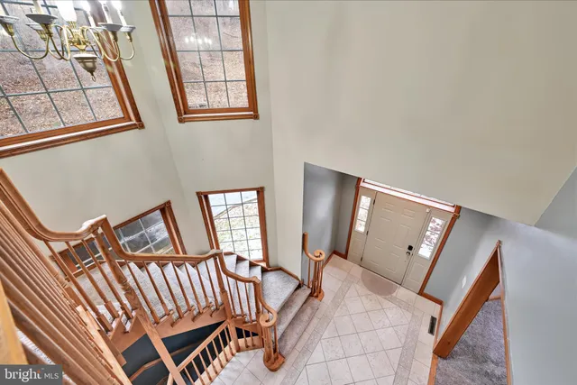 a view of hallway with windows