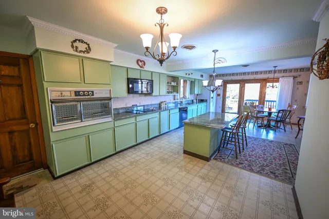 a kitchen with lots of counter top space