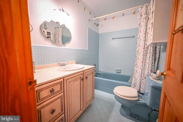 a bathroom with a sink a toilet a mirror a vanity and shower