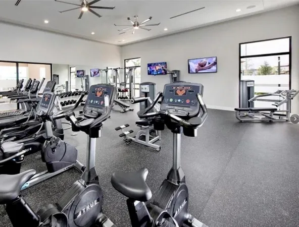 a view of a room with gym equipment