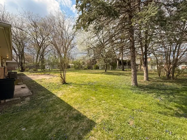a view of a yard with a tree
