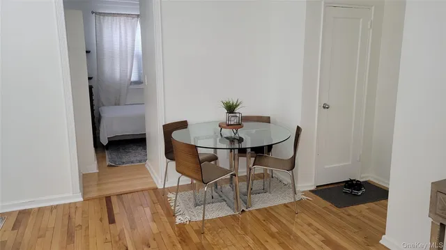 a workspace with furniture and wooden floor
