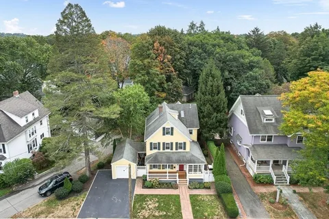 an aerial view of a house