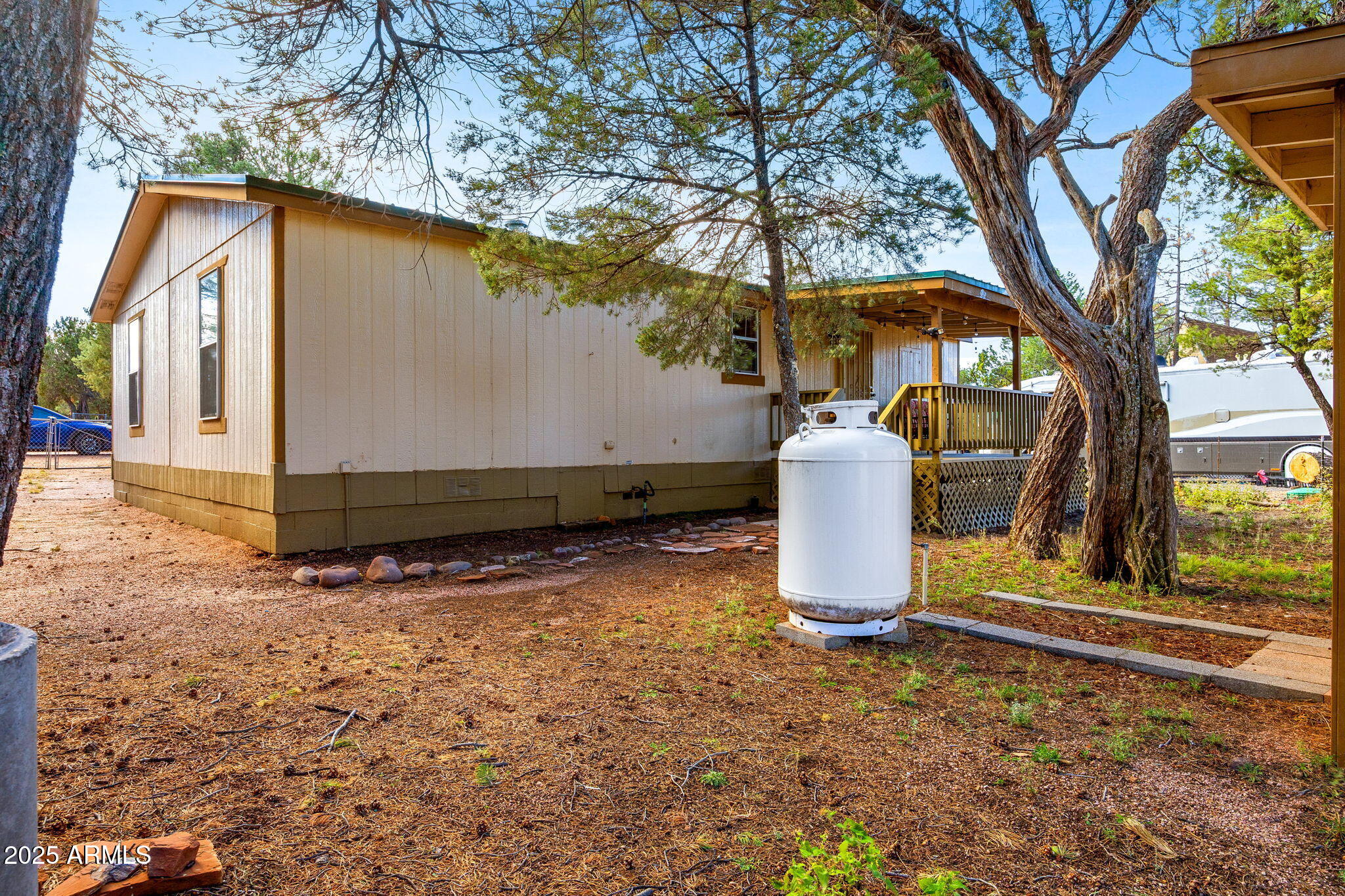 2064 Pinewood Drive Overgaard, AZ 85933 - Photo 25 of 33 a view of backyard with large tree and wooden fence