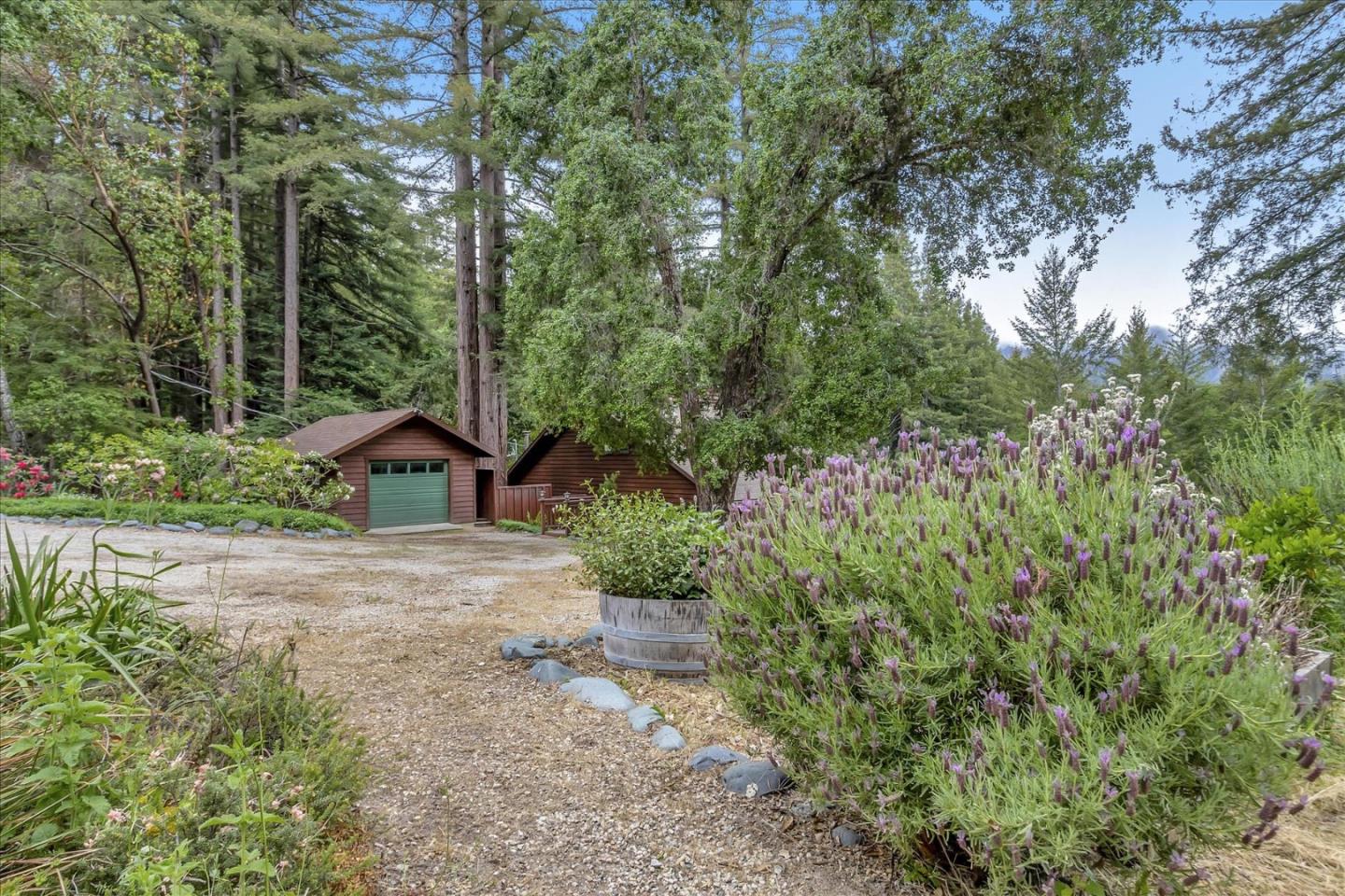 303 Midway Ranch Road Boulder Creek, CA 95006 - Photo 30 of 32 a view of a garden with large trees