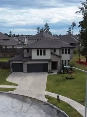 an aerial view of a house