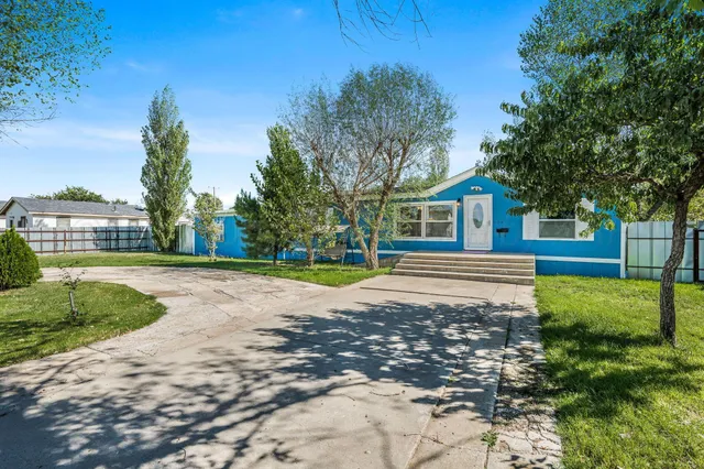 a view of backyard with a garden and trees