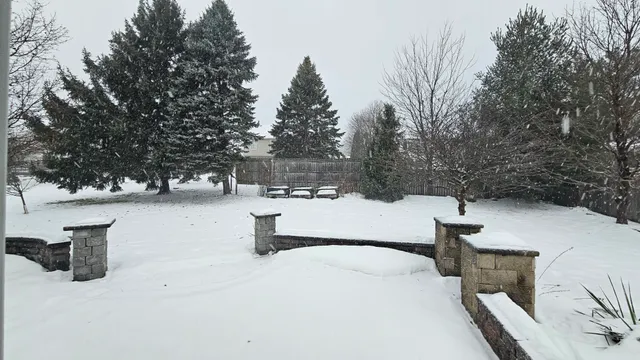 a view of snow with yard