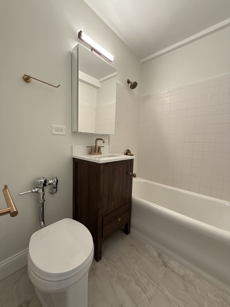 1211 North LaSalle Drive, Unit 1703 Chicago, IL 60610 - Photo 7 of 15 a bathroom with a sink a toilet and a bathtub