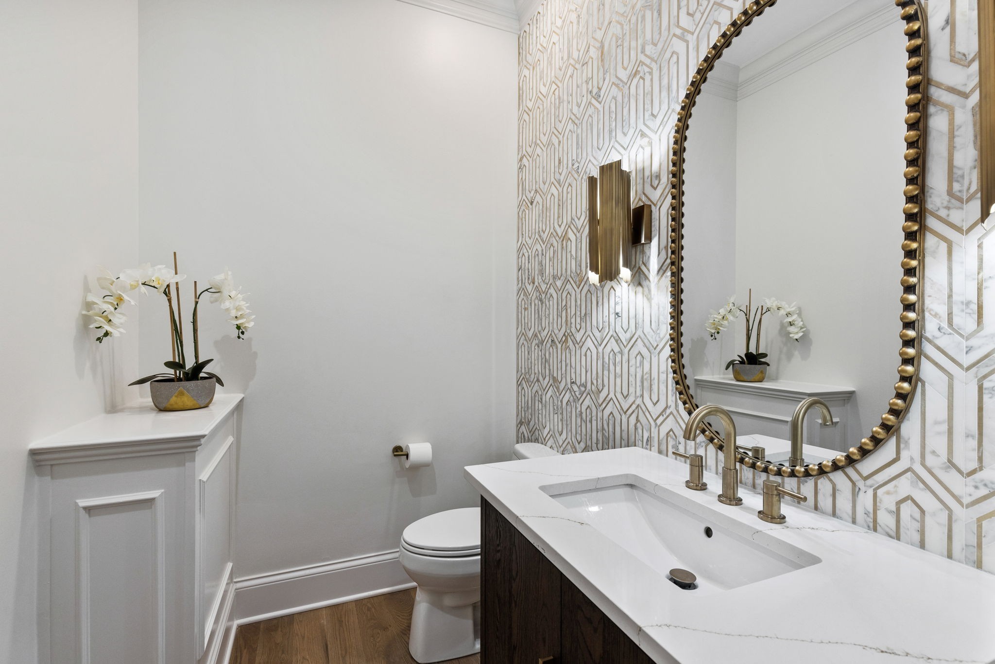 9050 Split Log Road Brentwood, TN 37027 - Photo 41 of 69 a bathroom with a sink and mirror with toilet