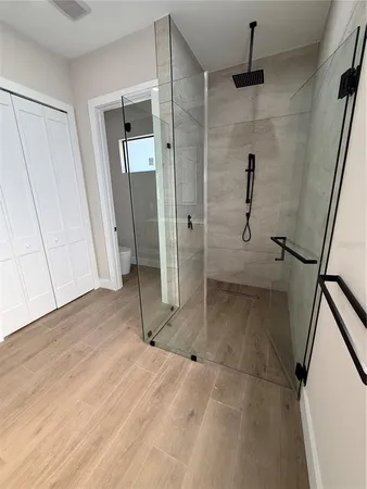 wooden floor and windows in a room