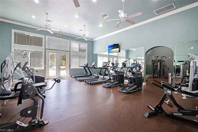 a view of a room with gym equipment