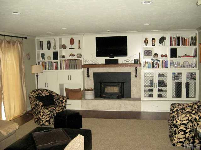 Large family room with fireplace and built-in cabinets Den/Family/Great Room