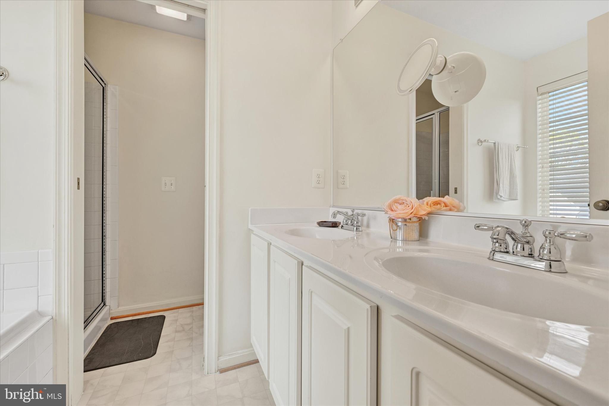 4642 Bucks School House Road Rosedale, MD 21237 - Photo 21 of 33 a bathroom with a double vanity sink and a mirror