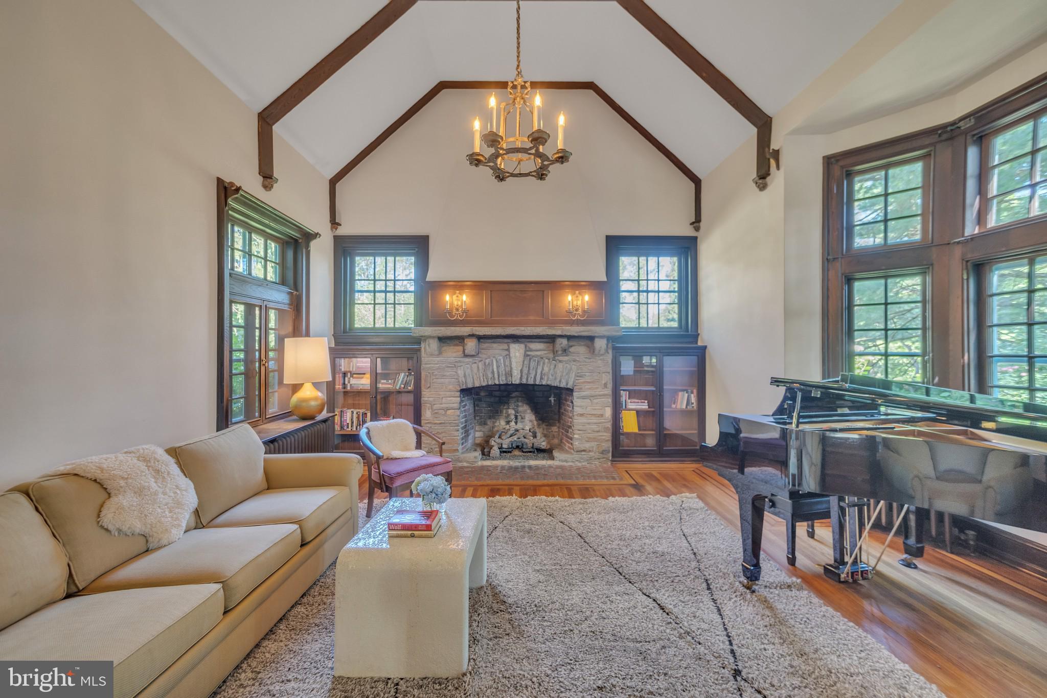 15 Rabbit Run Road Rose Valley, PA 19086 - Photo 6 of 30 WOW Living Room with exposed beams