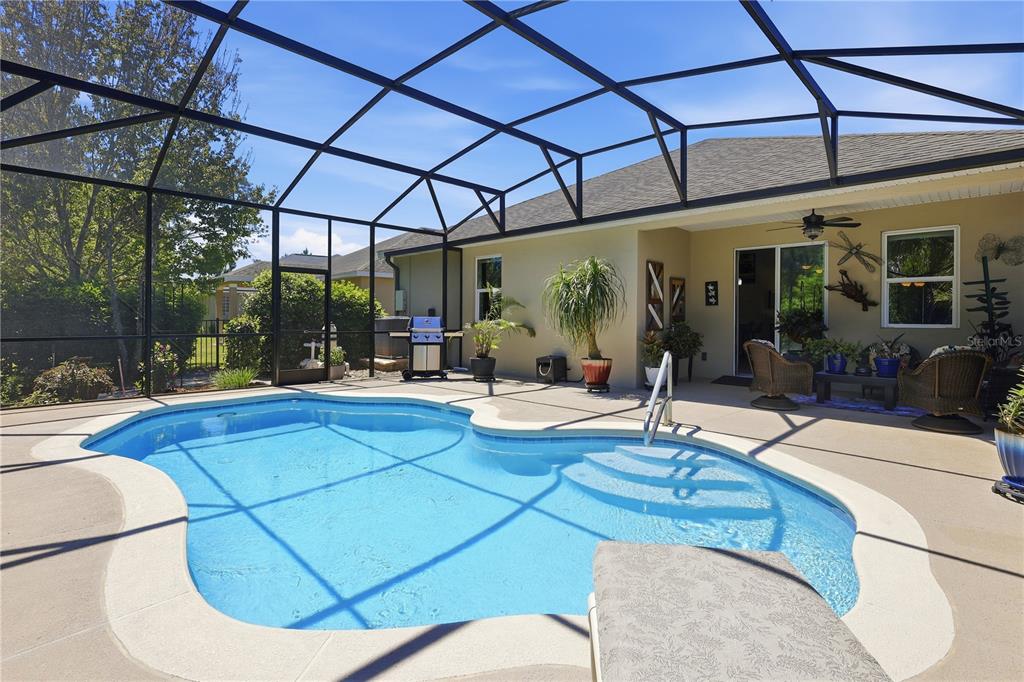 124 South Hummingbird Place Palm Coast, FL 32164 - Photo 28 of 47 a view of a patio with dining table and chairs