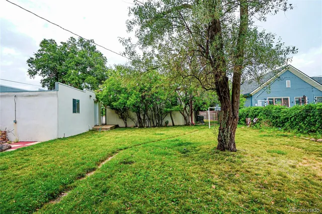 a view of a house with a tree and a yard