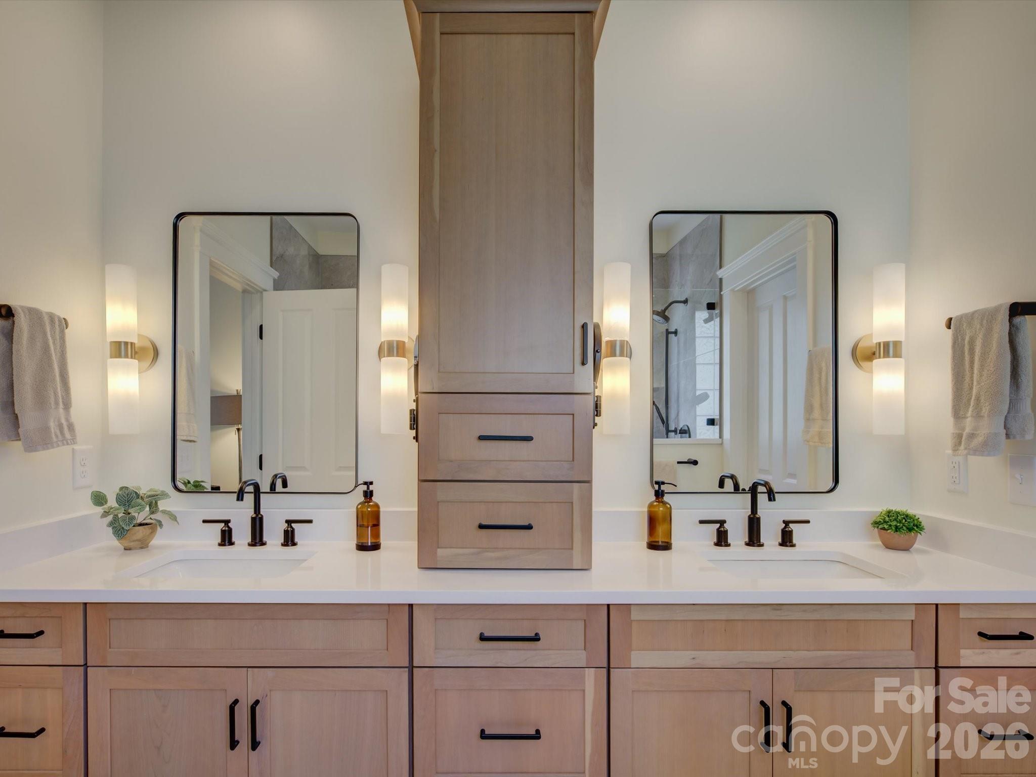 1305 Barnett Woods Crossing Fort Mill, SC 29708 - Photo 24 of 48 a bathroom with a sink vanity granite tub shower and a mirror