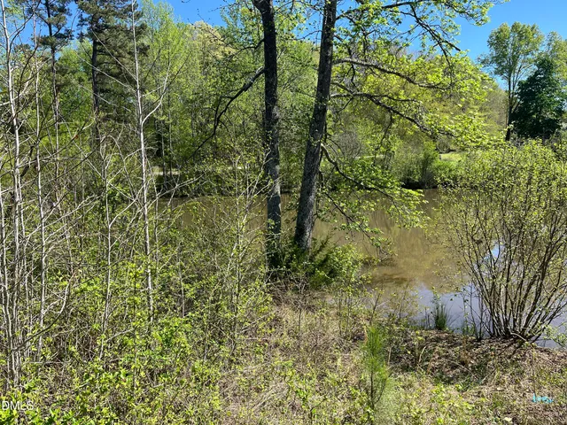 a view of a field with trees in the background