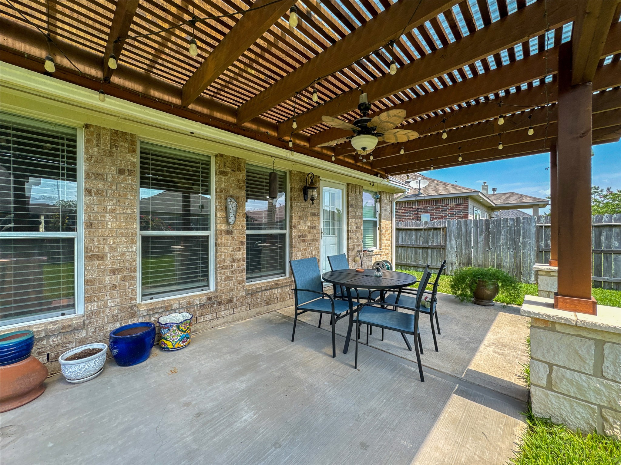 14 Palmdale Lane Manvel, TX 77578 - Photo 33 of 35 Pergola covering with nice patio