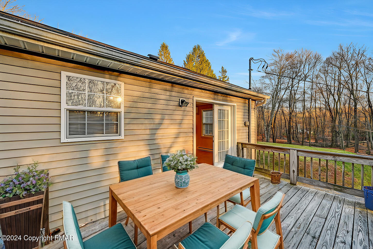 119 Woodland Road Albrightsville, PA 18210 - Photo 17 of 45 a view of a roof deck with wooden floor and seating space