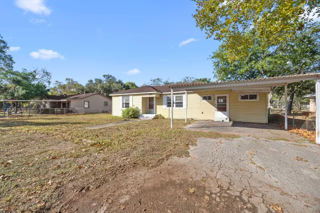 front view of a house with a outdoor space