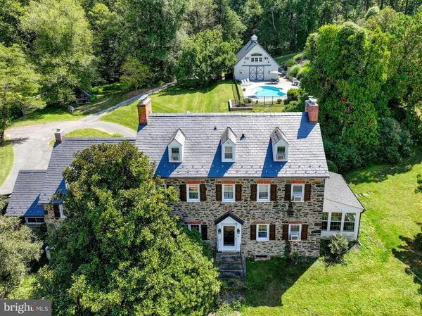 an aerial view of a house