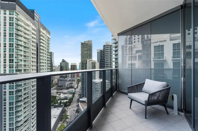 a balcony with a couch